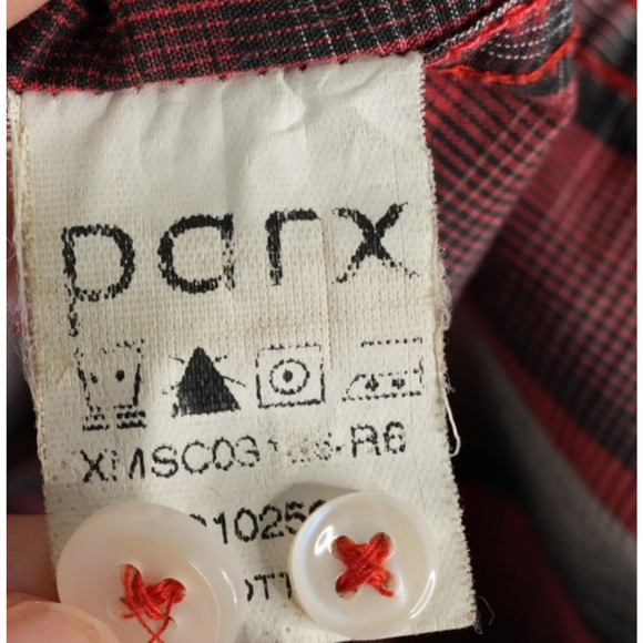 Parx Shirt Mens 42 CM Slim Buffalo Plaid Long Sleeve Button Up Red - Picture 7 of 11